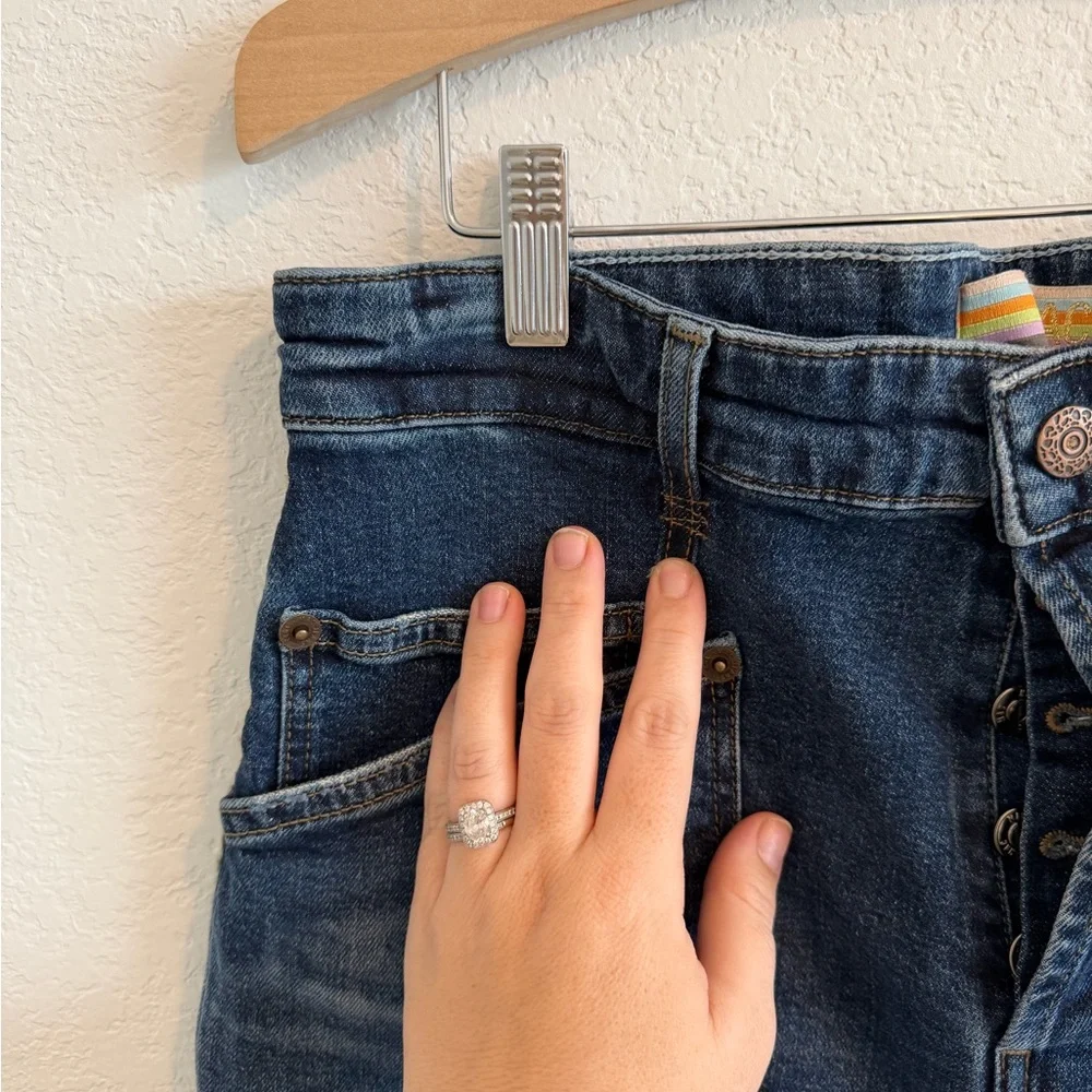 MAC Jeans Baggy Straight Size 12 / 42 Dark Wash Fringe - Picture 9 of 10